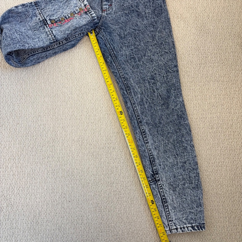 80s Vintage Lee High Waisted Acid Wash Jeans | Blue Size Size 13, Paisley Trim - Picture 11 of 16